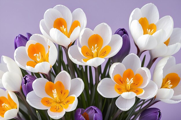 White copy space and yellow frame with white crocus