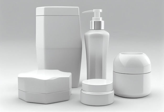 White cosmetic containers isolated on white ai generated