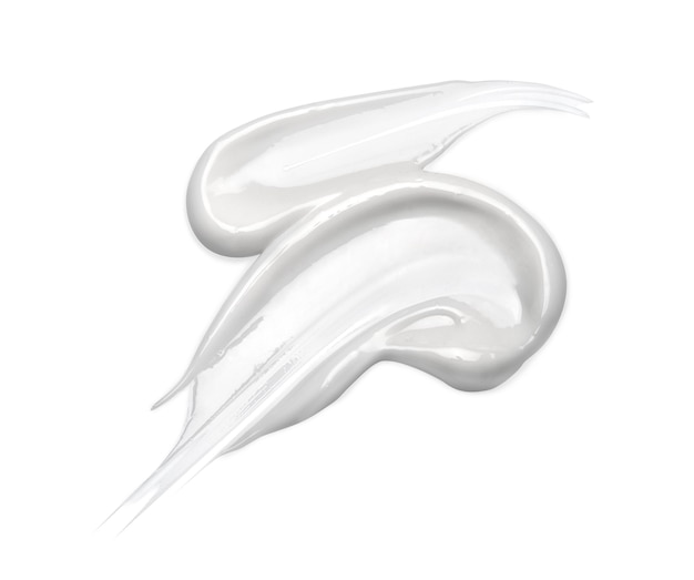 Мазок белый косметический крем, изолированные на белом фоне