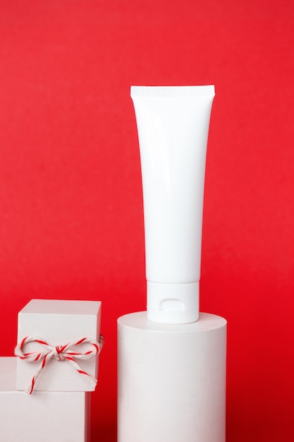 White cosmetic cream tube