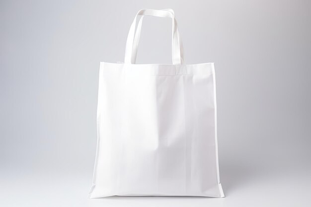 White cotton bag on white isolated background