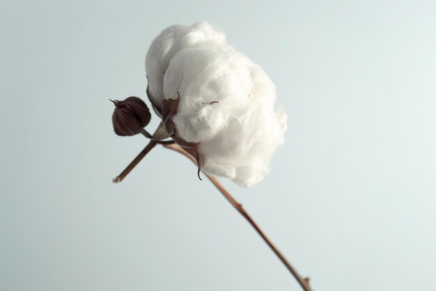 Белый хлопковый цветок на белом фоне