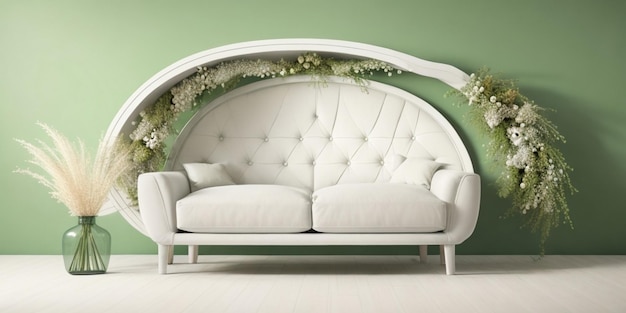 Photo a white couch with flowers on the top