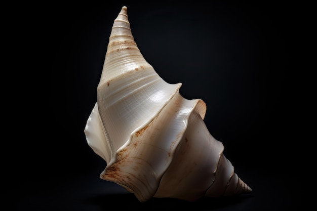 Photo white counch shell on dark background