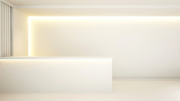 White counter reception for hotel - 3d Rendering