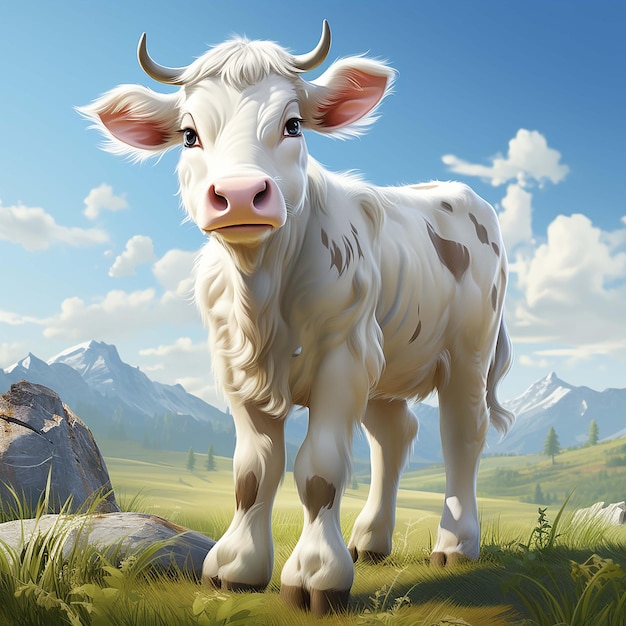 white cow cartoon character