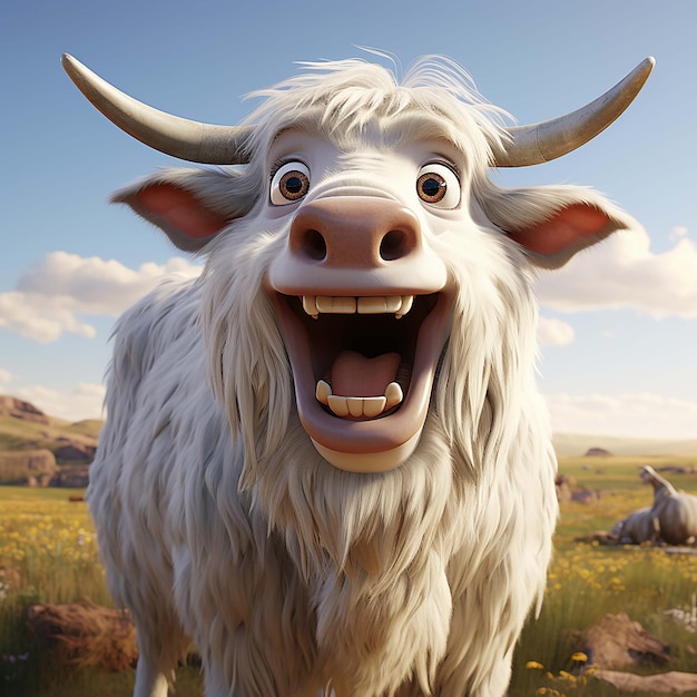 white cow cartoon character