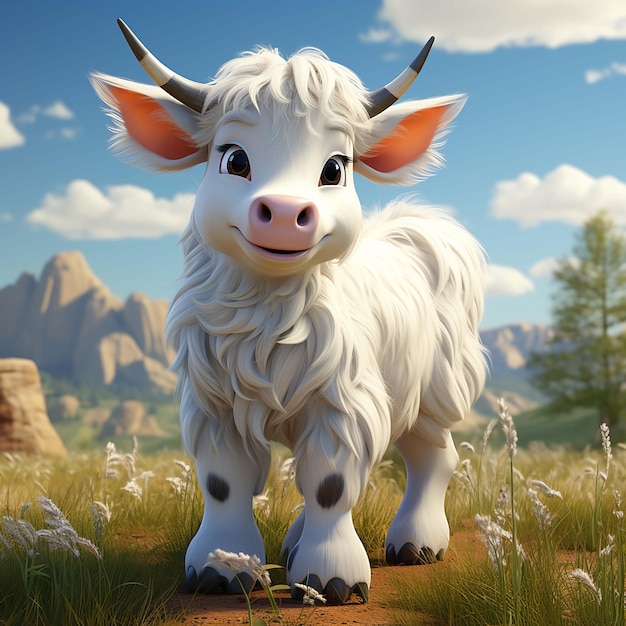 white cow cartoon character