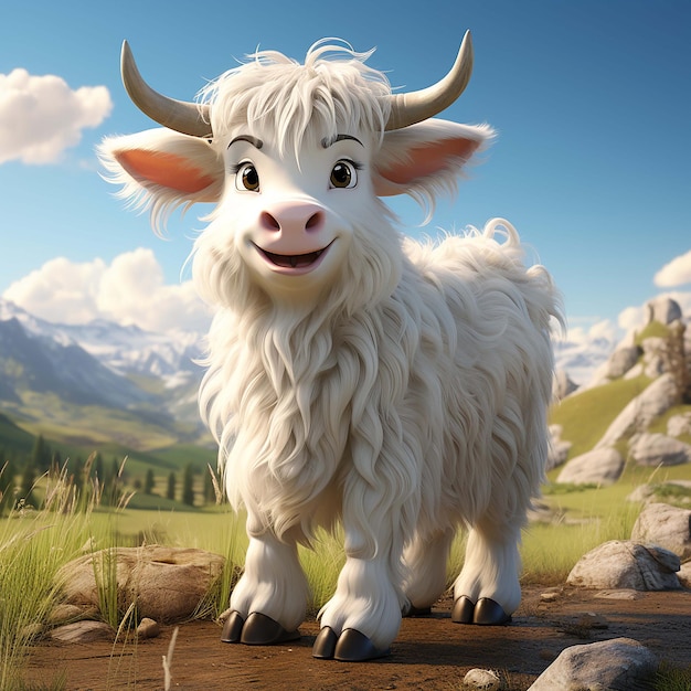 white cow cartoon character