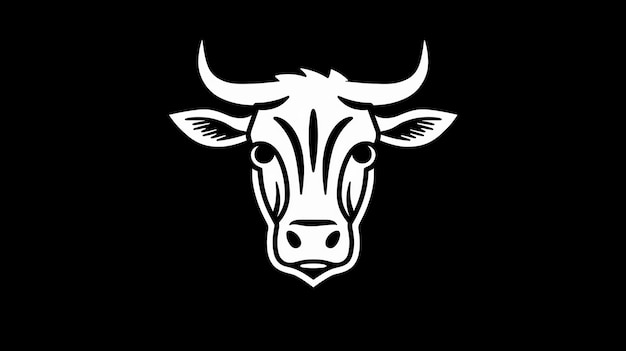 A white cow head on a black background