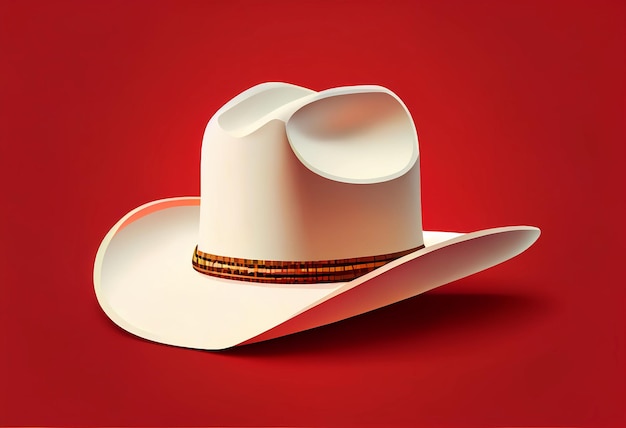 White cowboy hat on a red background