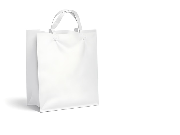 Белая бумажная сумка для покупок без слов изолирована