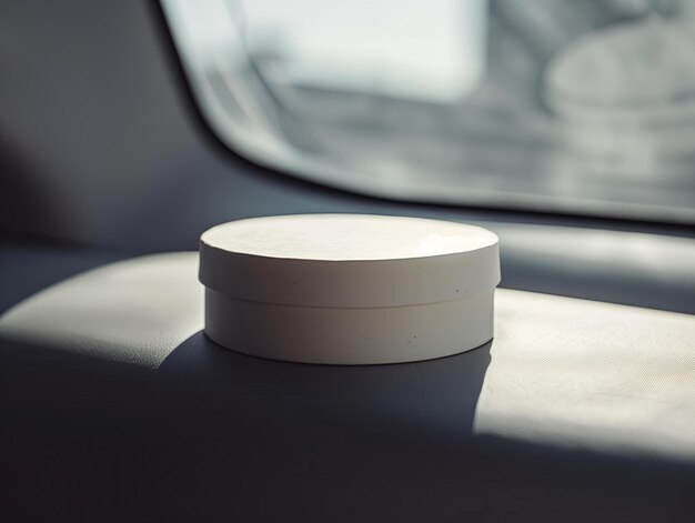 white craft square round box in car interior