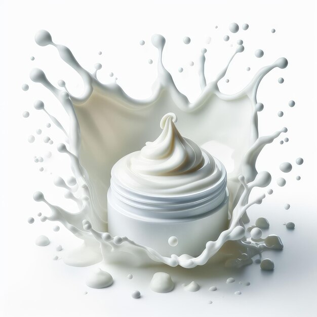 white cream or milk splash isolated on white background