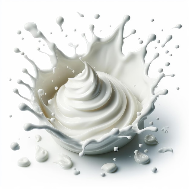 white cream or milk splash isolated on white background