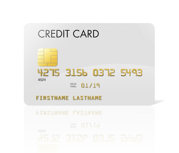 White credit card isolated on white with clipping path