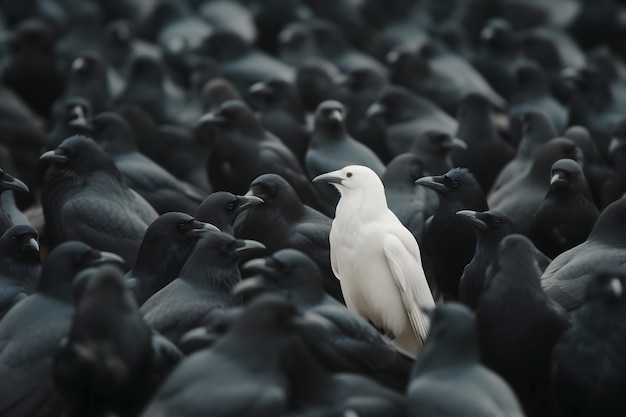 A white crow among many black crows
