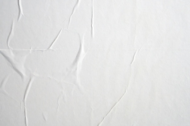 White crumpled and creased paper poster texture background