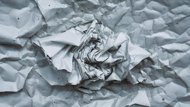 White crumpled paper close up texture background