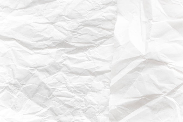 White crumpled paper close up texture background