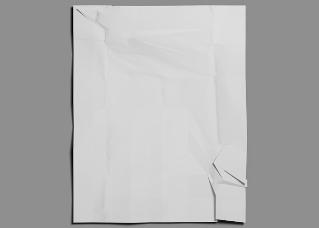 white crumpled paper on gray background