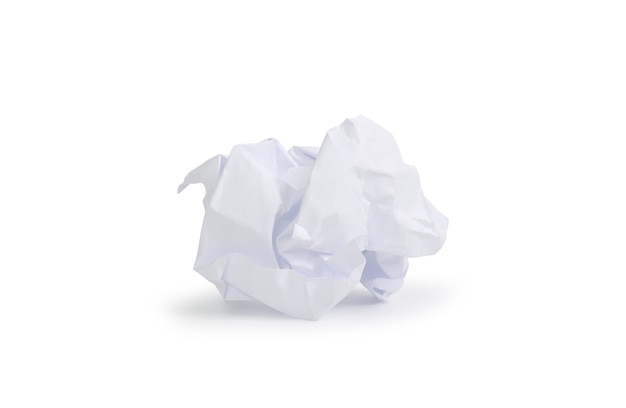 White crumpled paper isolated on white background. Image with Clipping path