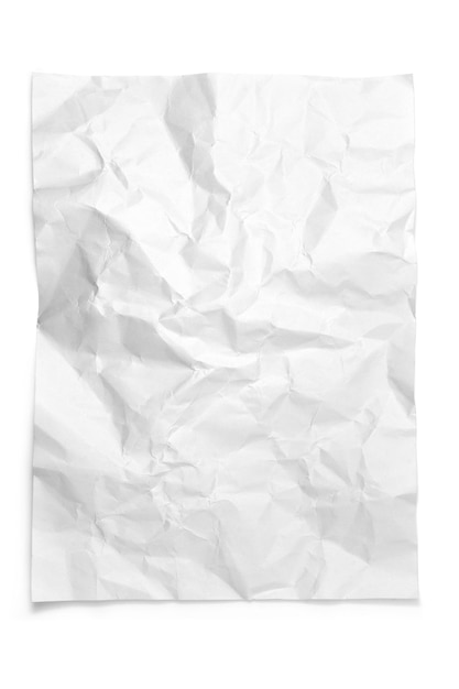 white crumpled paper isolated on white background