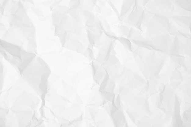 White crumpled paper texture background. clean white paper. top view.