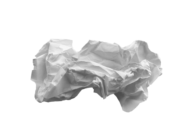 White crumpled paper texture for background Crumpled paper isolated on white background