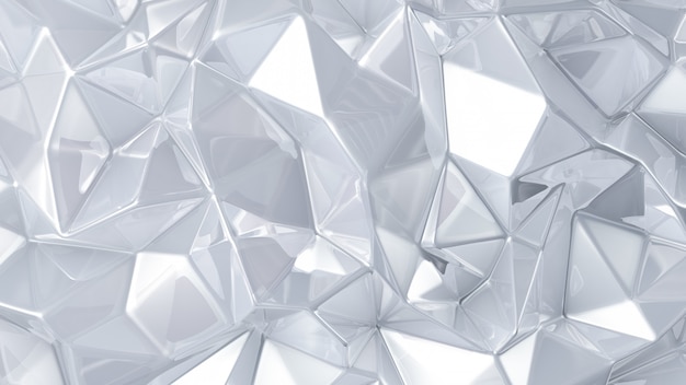 White crystal background with triangles. 3d rendering.