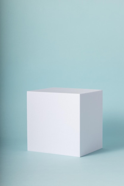 white cube on blue background minimal mock up for your products