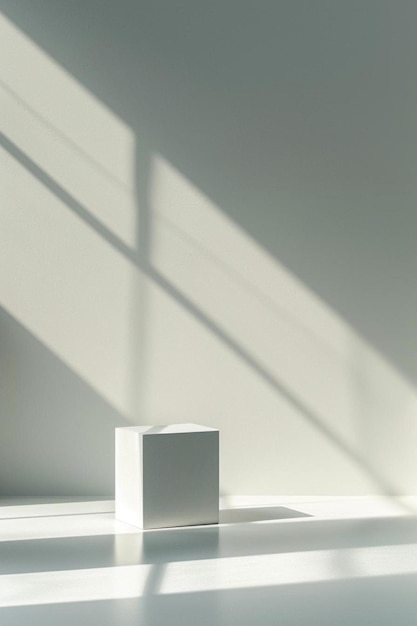 a white cube in a room with a window