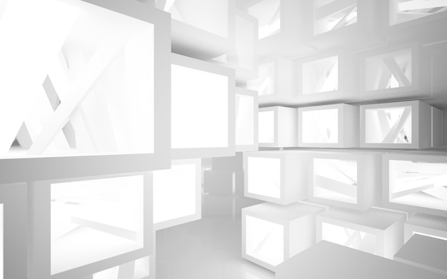 Фото Белые кубы в комнате с падающим на них светом.