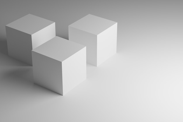 Photo white cubes stand for products. 3d rendering