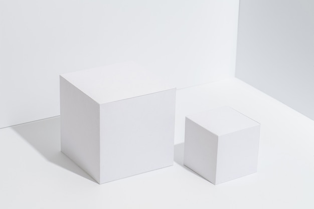 White cubes stand on a white background