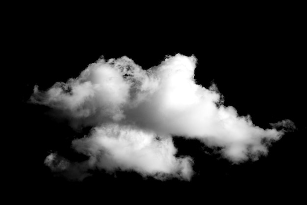 White cumulus cloud isolated on black background