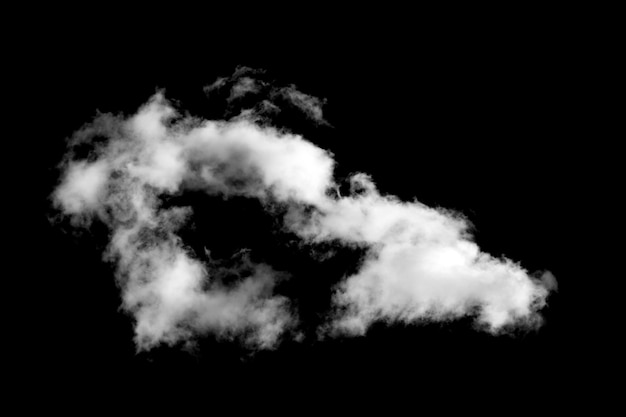 검은 배경에 고립 된 흰색 적운 구름