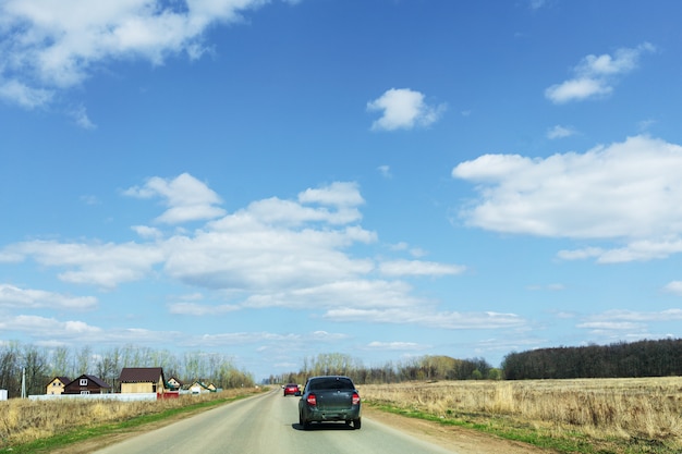 White cumulus clouds on blue sky