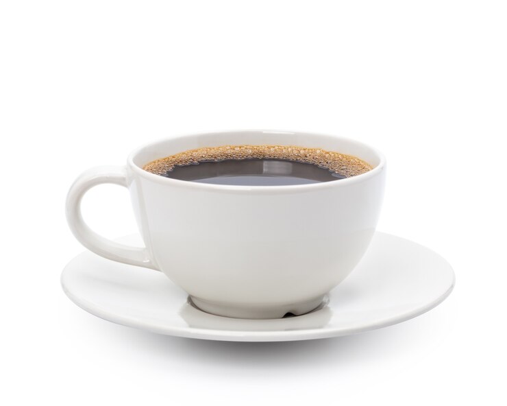 Photo white cup of black coffee isolated on white background with clipping path
