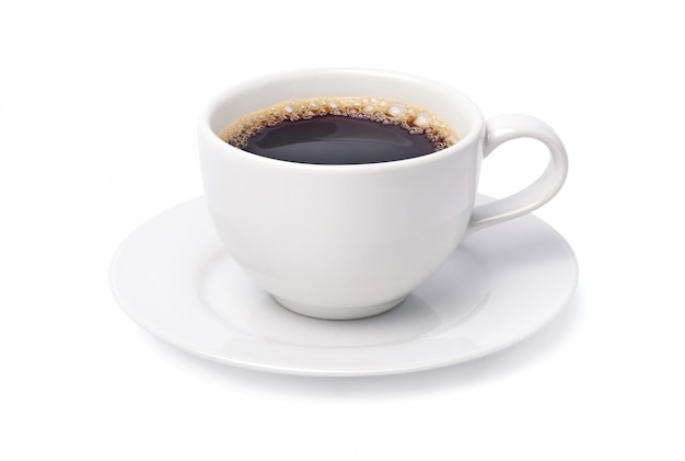 Photo white cup of black coffee isolated on white background