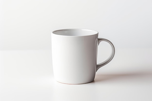 White Cup Closeup View On White Background MockUp