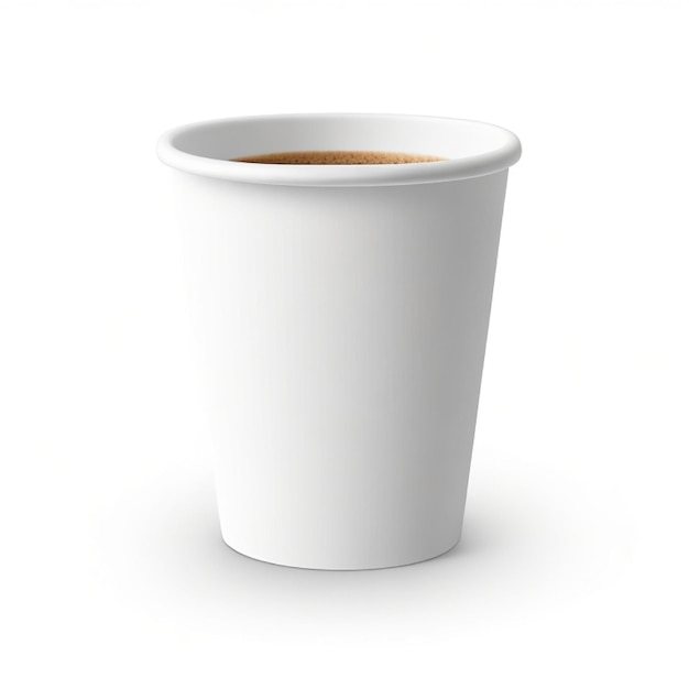 A white cup of coffee on a white background