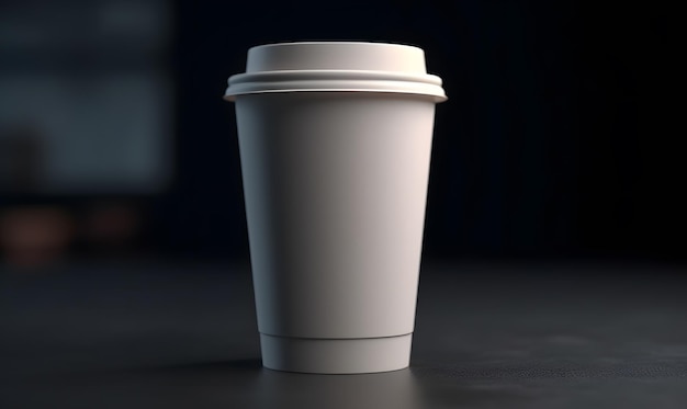 A white cup of coffee with a lid on it.