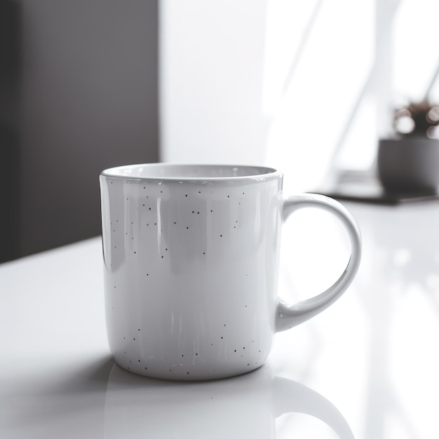 Foto tazza bianca di caffè caldo sul tavolo generativo ai