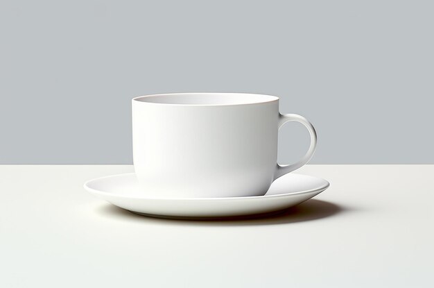 White cup and saucer mockup