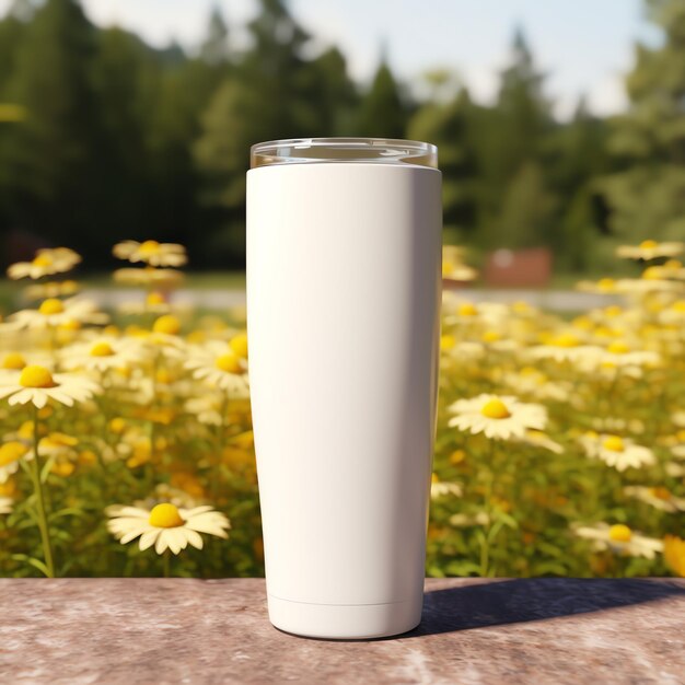 A white cup on a table