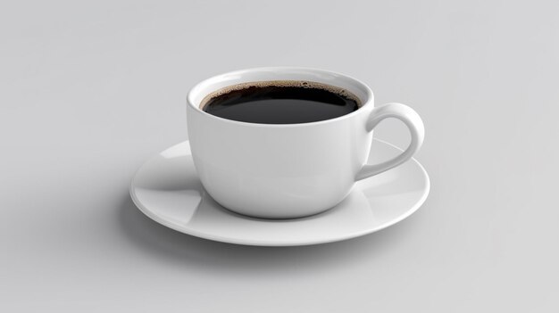 white cup with black coffee white background Ai generative