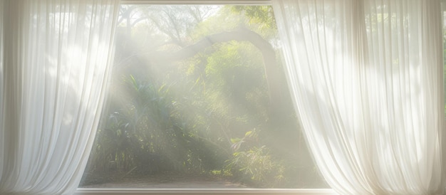 Photo white curtain softening natural light from outside
