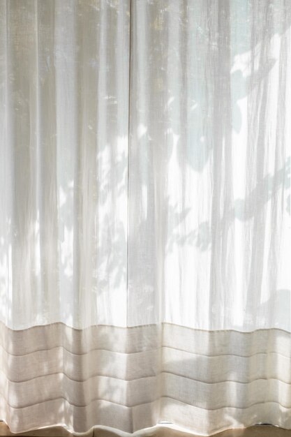 White curtain with morning light Transparent curtain on window Curtain background