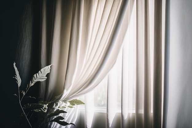 White curtains at the home room window let light in